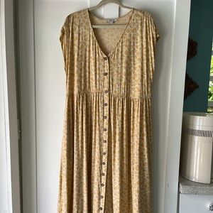 MADEWELL Golden/Yellow Floral A-Line Dress (XXL)